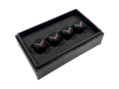 Chevrolet Corvette C7 Black Knurled Valve Stem Caps