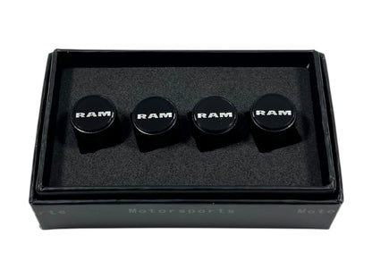 Ram Black Knurled Valve Stem Caps