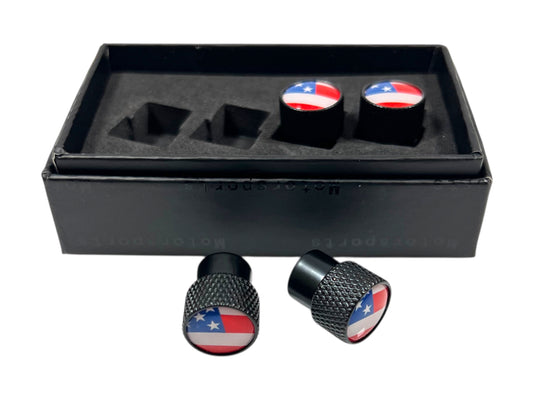 USA Flag Black Knurled Valve Stem Caps