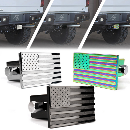 Aluminum Trailer Hitch Cover with American Flag – Fits 2" Receivers