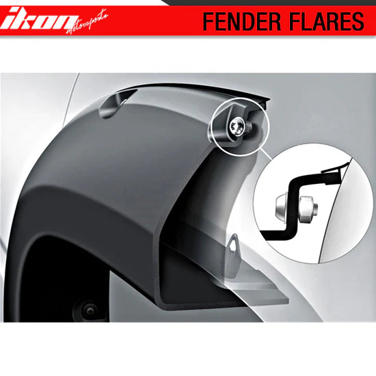 Fit 99-07 F250 F350 Super Duty Pocket Smooth Black ABS Fender Flares
