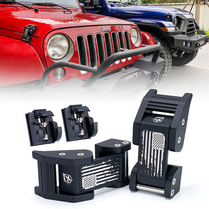 Jeep Wrangler Aluminum Hood Latch with Distressed American Flag