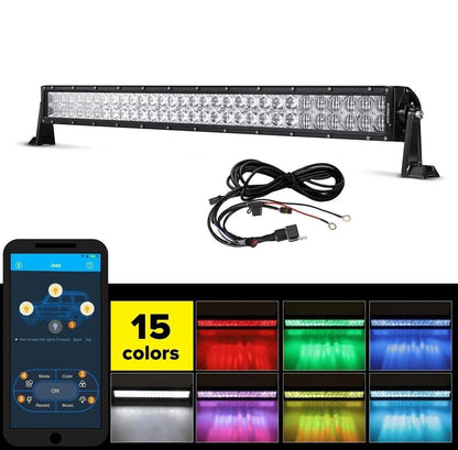 Light Bar for SUV ATV UTV Trucks Pickup Boat 22"/32"/42" V-Series RGB Straight/Curved 5D lens Combo Beam Double Row LED