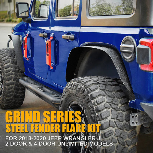 Grind Series Steel Fender Flare Kit – Fits 2018+ Jeep Wrangler JL