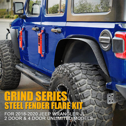 Grind Series Steel Fender Flare Kit – Fits 2018+ Jeep Wrangler JL