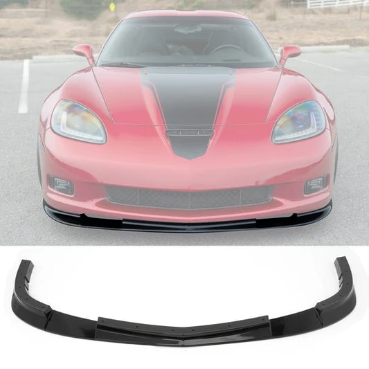 2006-2013 Chevy Corvette C6 Front Bumper Lip ZR1 Style 3PC Gloss Black