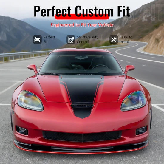 2006-2013 Chevy Corvette C6 Front Bumper Lip ZR1 Style 3PC Gloss Black