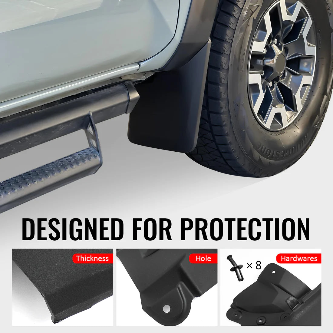 Mud Flaps Splash Guards for Toyota Tacoma 2016-2023 w/ OEM Fender Flares PP