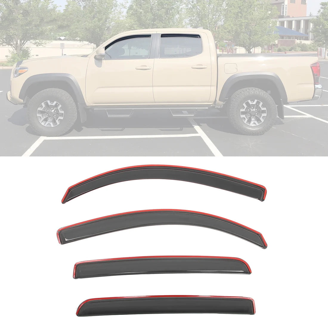 2016–2023 Toyota Tacoma In-Channel Window Visors – Double Cab Rain Guards (Set of 4)