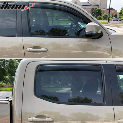 Window Visors for Toyota Tacoma Double Cab 2016-2023 In-Channel Rain Shade