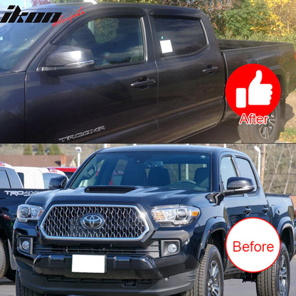 Window Visors for Toyota Tacoma 2016-2023 Slim Style Smoke Tinted Acrylic