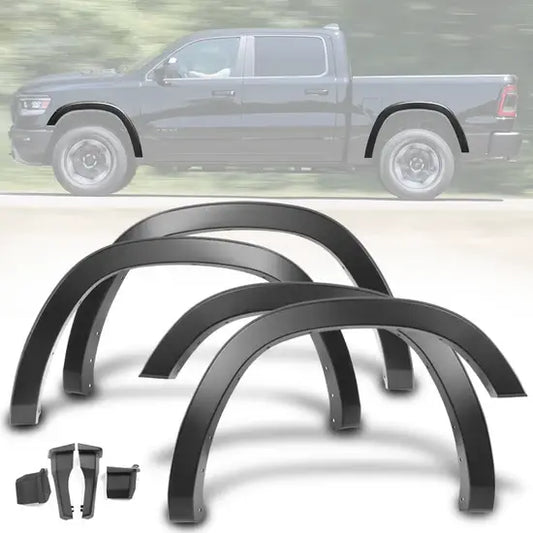 2019-2024 Dodge Ram 1500 Standard Bed Matte Black Fender Flares 4PCS