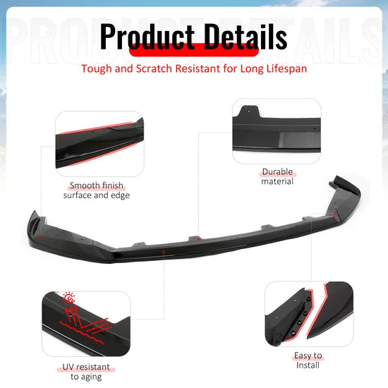 2022-2025 Lexus IS500 F Sport Ikon Style Front Lip Gloss Black PP 3PCS
