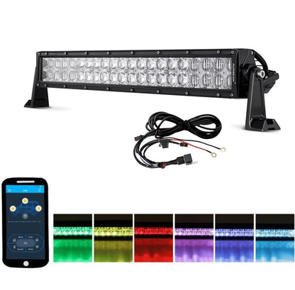 Light Bar for SUV ATV UTV Trucks Pickup Boat 22"/32"/42" V-Series RGB Straight/Curved 5D lens Combo Beam Double Row LED