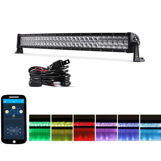 Light Bar for SUV ATV UTV Trucks Pickup Boat 22"/32"/42" V-Series RGB Straight/Curved 5D lens Combo Beam Double Row LED