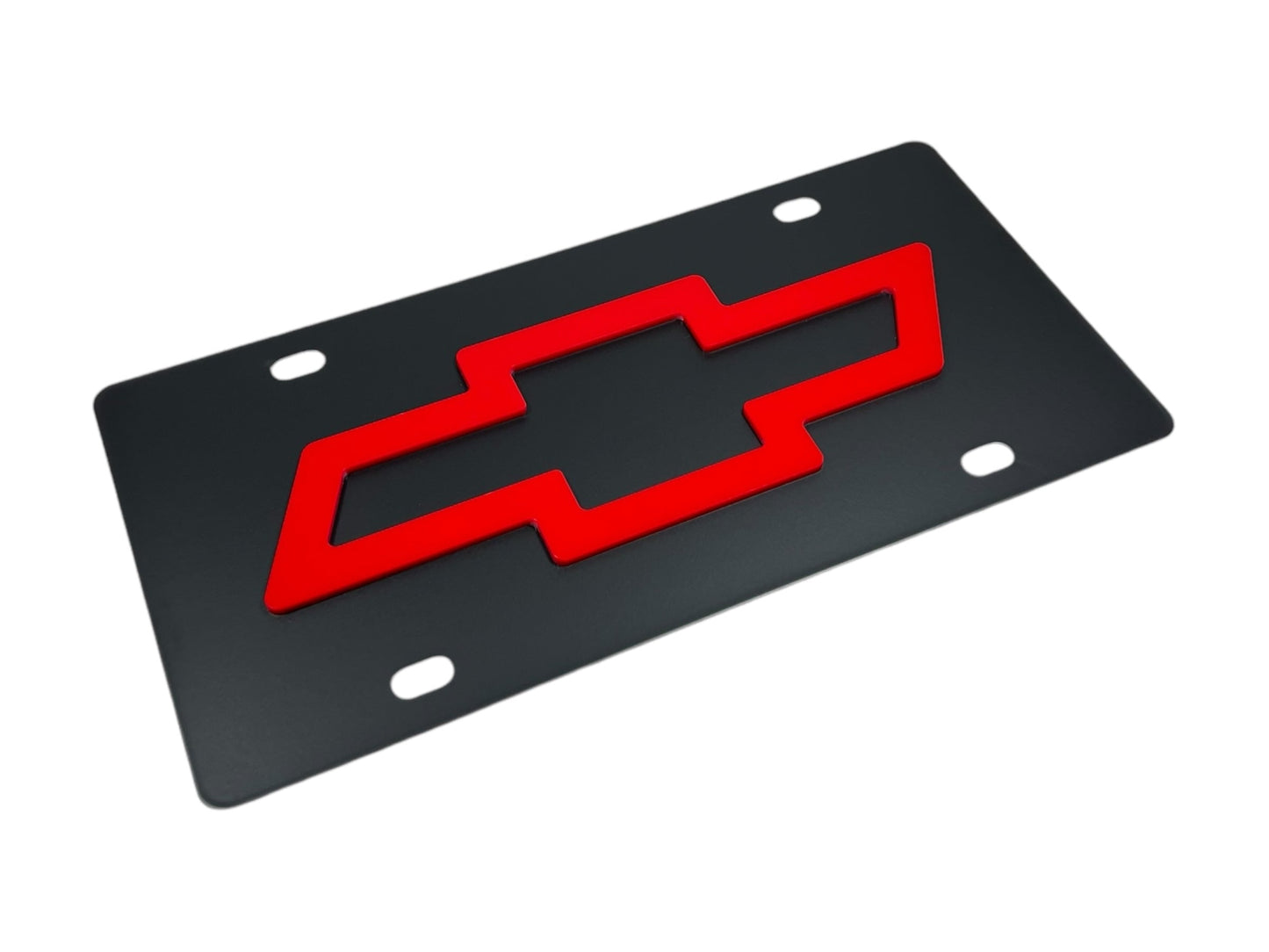 Chevrolet Red Bowtie Carbon Steel License Plate