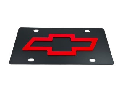 Chevrolet Red Bowtie Carbon Steel License Plate