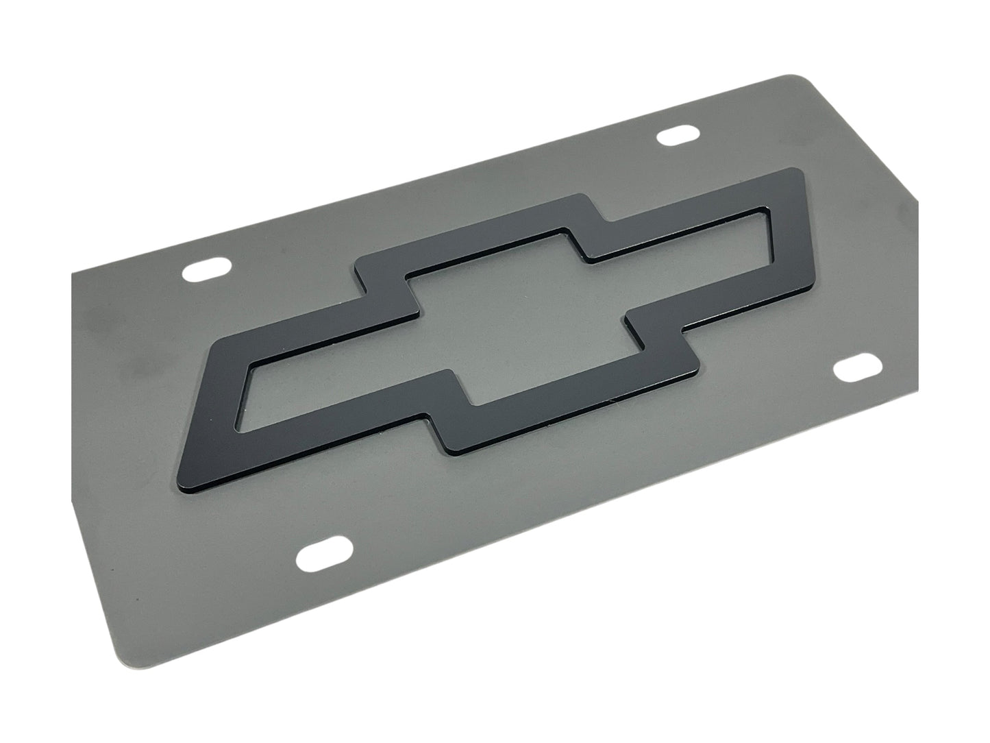 Chevrolet Bowtie Blacked Out Carbon Steel License Plate