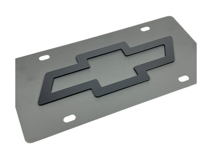 Chevrolet Bowtie Blacked Out Carbon Steel License Plate