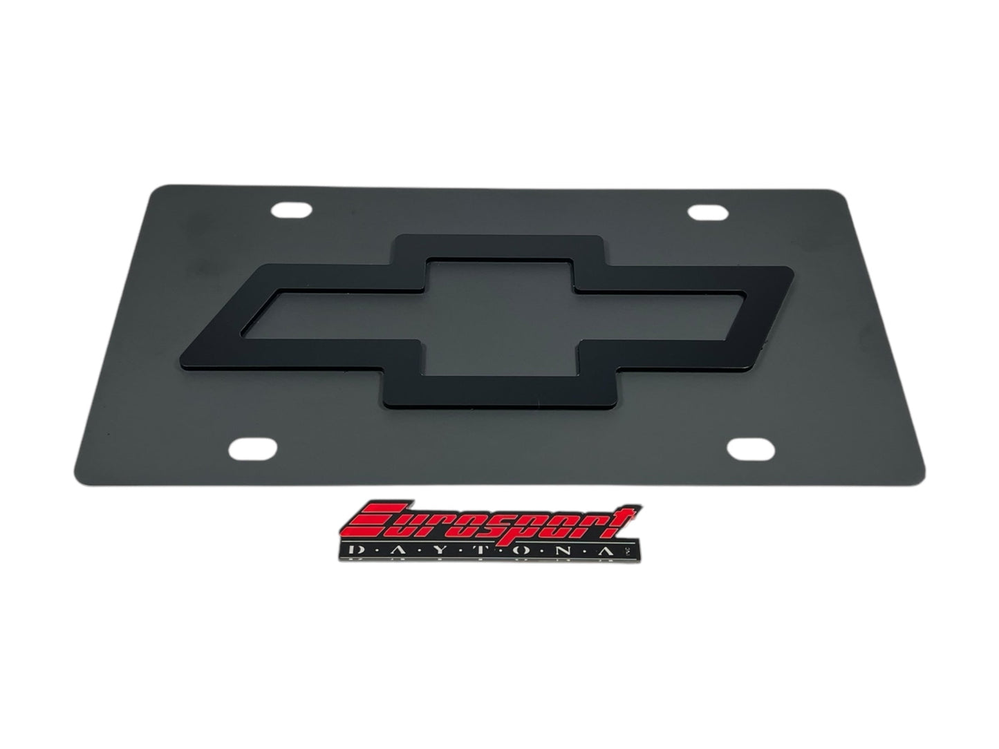 Chevrolet Bowtie Blacked Out Carbon Steel License Plate