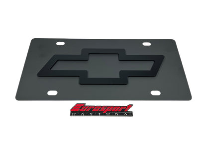 Chevrolet Bowtie Blacked Out Carbon Steel License Plate