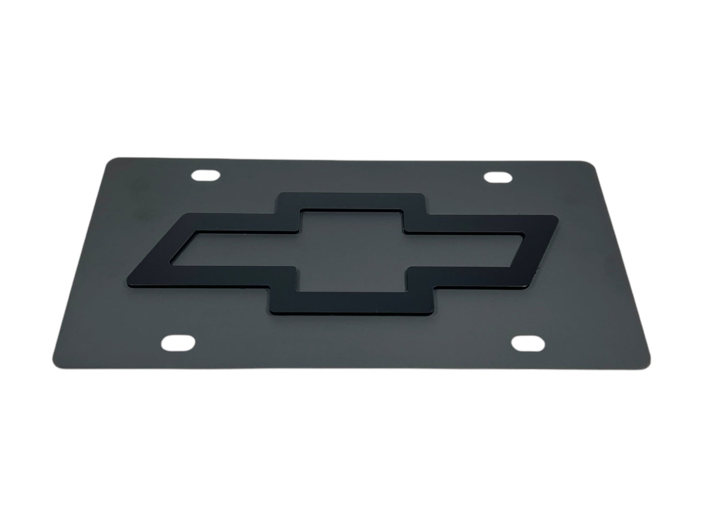 Chevrolet Bowtie Blacked Out Carbon Steel License Plate