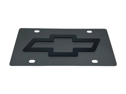 Chevrolet Bowtie Blacked Out Carbon Steel License Plate