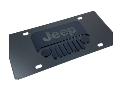 Jeep Grill Blacked Out Carbon Steel License Plate