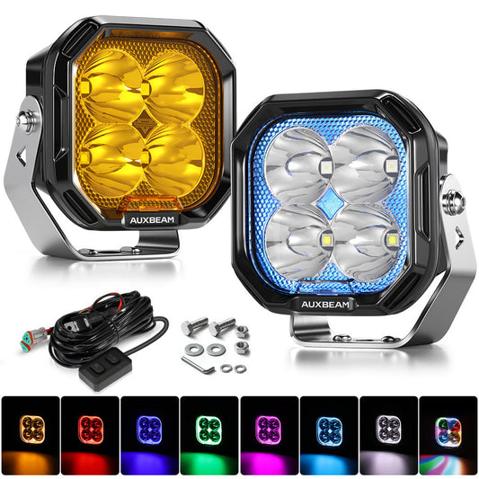 Color Play Series 3 Inch 116W RGB LED Pod Lights Flood Off Road Lights With 8 Backlight Options