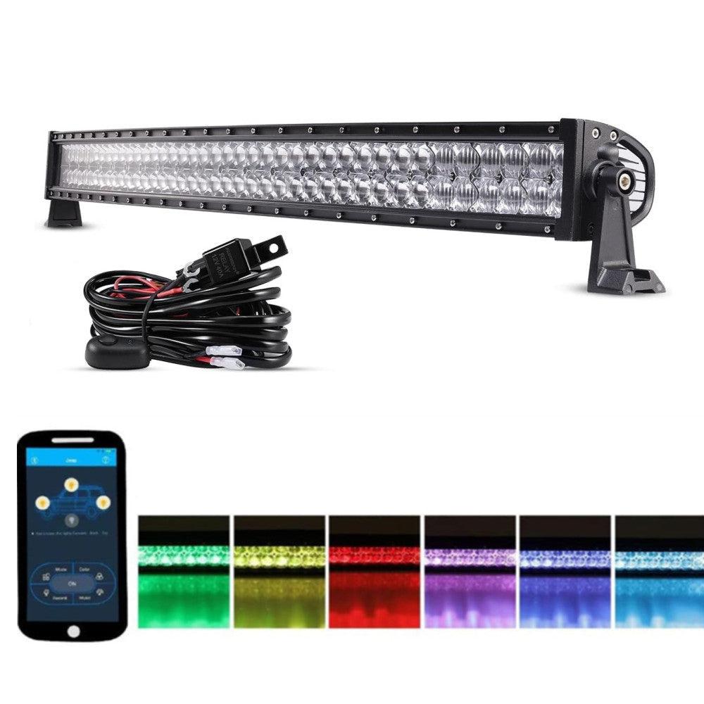 Light Bar for SUV ATV UTV Trucks Pickup Boat 22"/32"/42" V-Series RGB Straight/Curved 5D lens Combo Beam Double Row LED