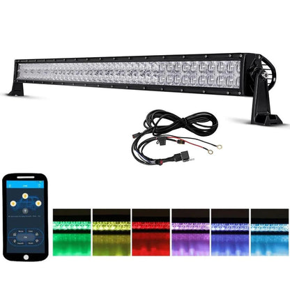 Light Bar for SUV ATV UTV Trucks Pickup Boat 22"/32"/42" V-Series RGB Straight/Curved 5D lens Combo Beam Double Row LED
