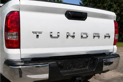 Tundra Tailgate Letter Inserts Compatible with 2014-2021 Toyota Tundra | 3D Raised ABS Emblem Overlay Kit | Peel & Stick Tailgate Decals | Black or Chrome Bullet Points: (Chrome)