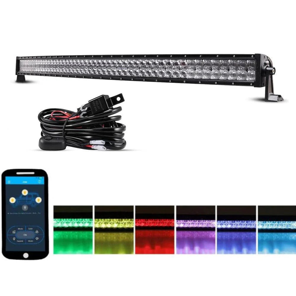 Light Bar for SUV ATV UTV Trucks Pickup Boat 22"/32"/42" V-Series RGB Straight/Curved 5D lens Combo Beam Double Row LED