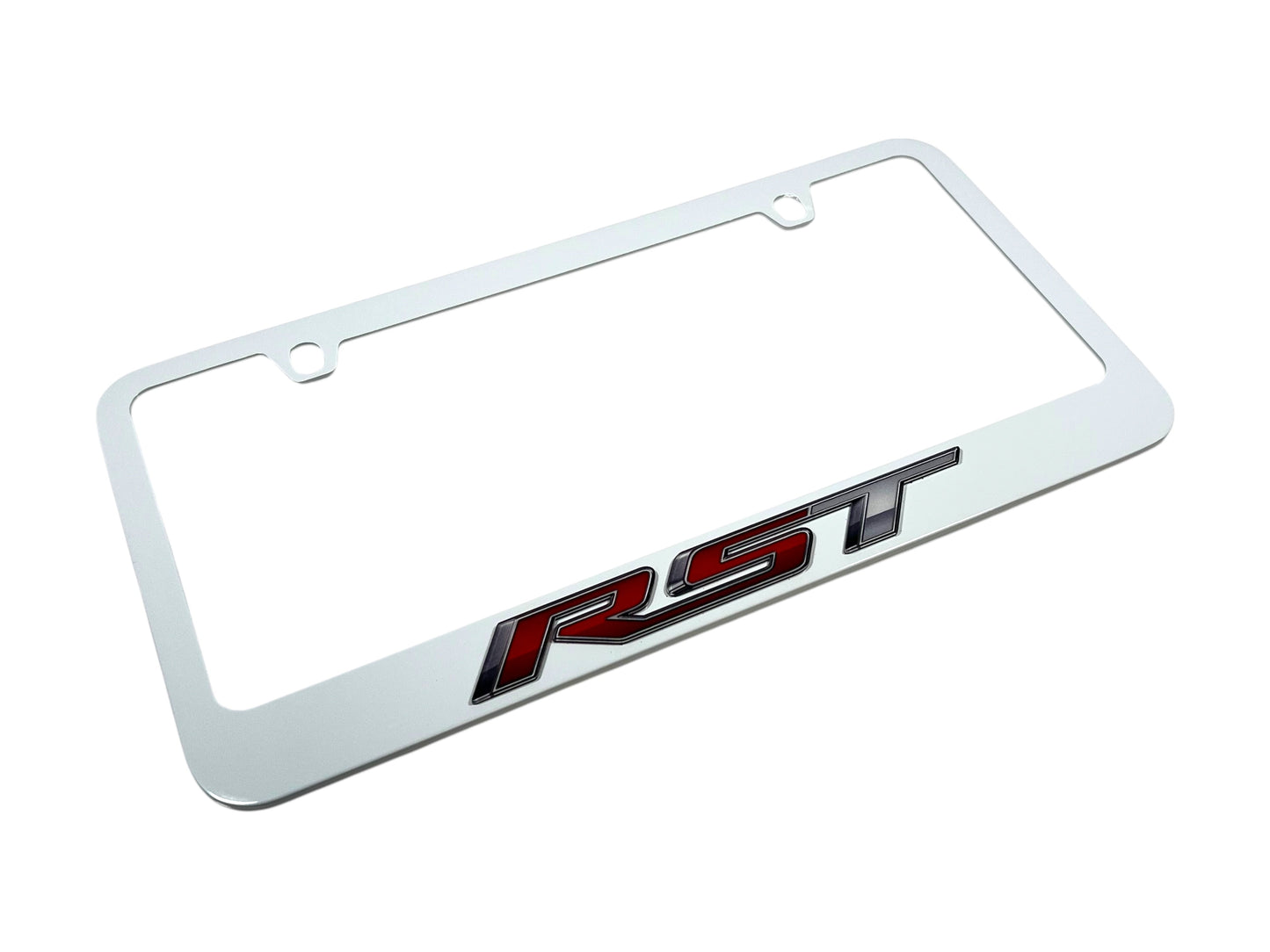 Chevrolet RST White Powder Coated License Plate Frame