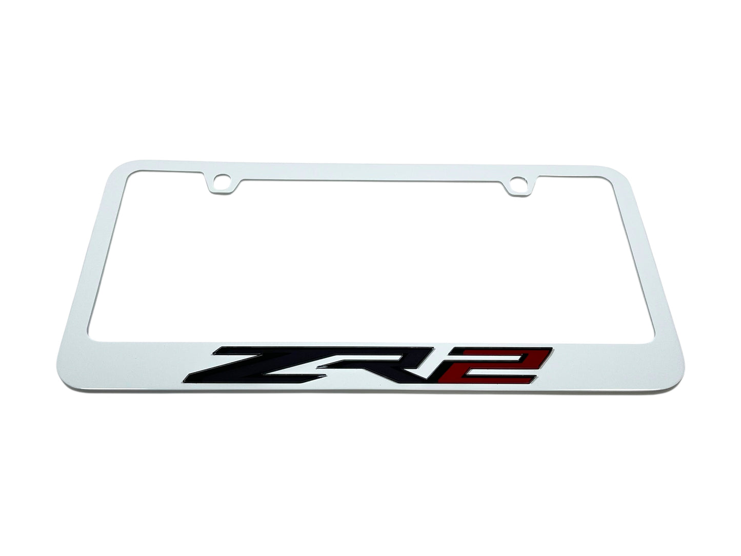 Chevrolet ZR2 White Powder Coated License Plate Frame