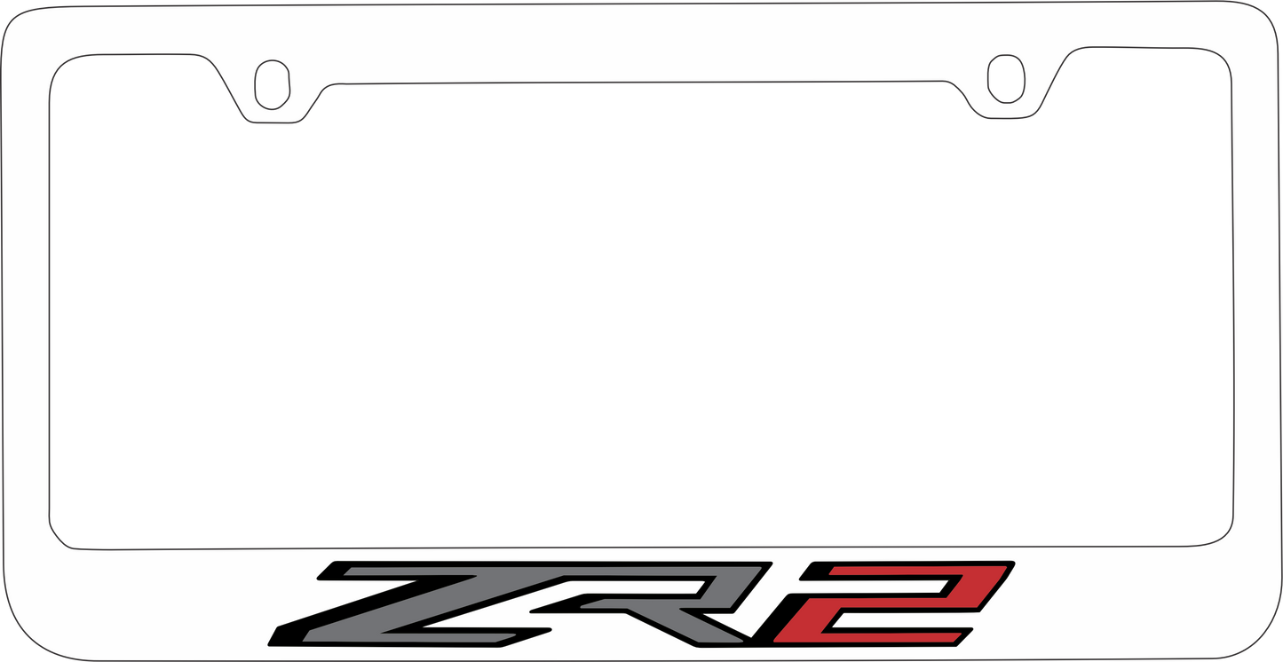 Chevrolet ZR2 White Powder Coated License Plate Frame
