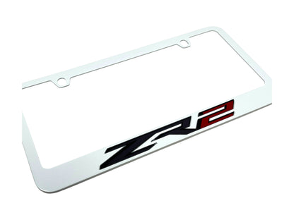 Chevrolet ZR2 White Powder Coated License Plate Frame