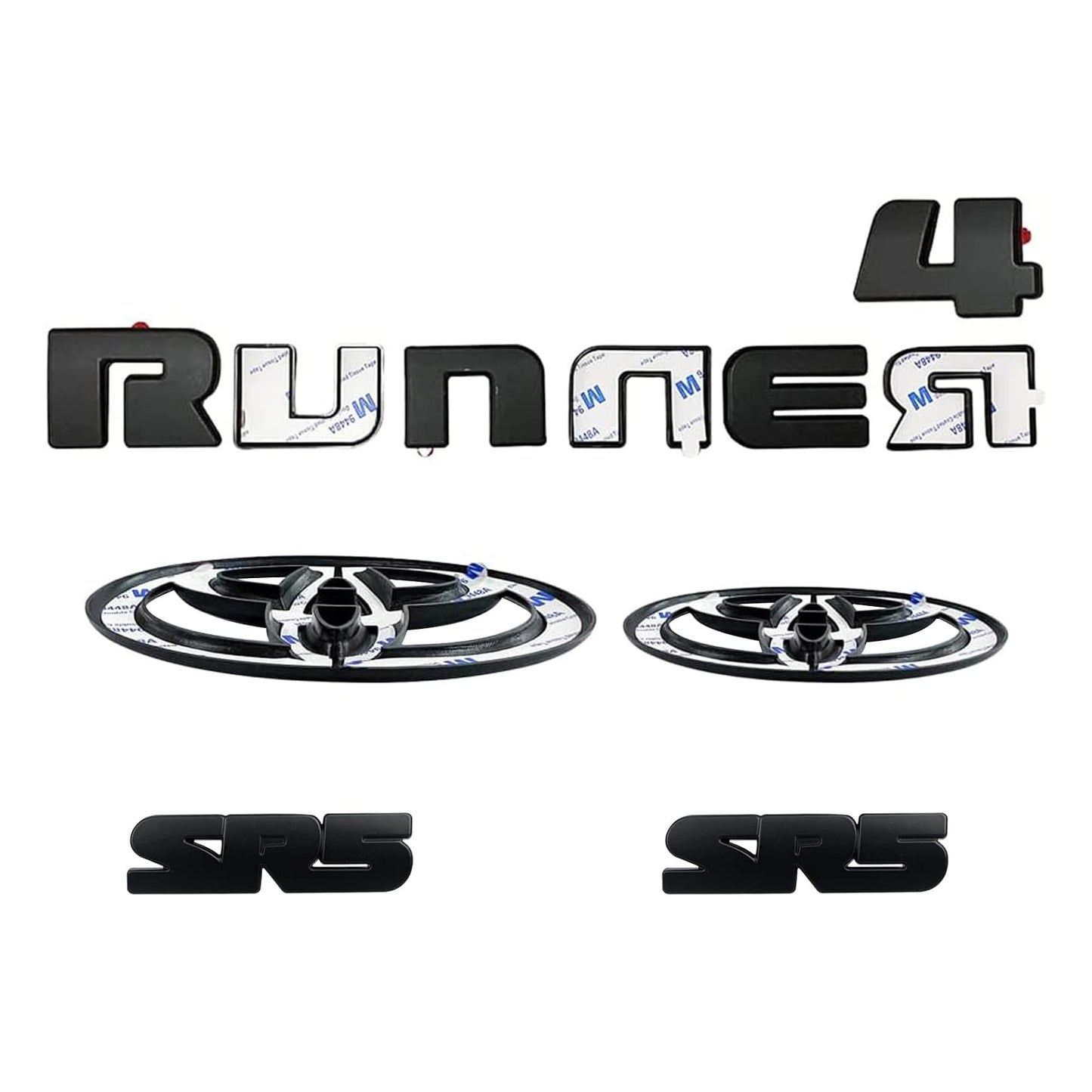 Emblem Overlays Compatible with 4Runner 2010-2024 ABS Plastic Badge Overlay 0516 with Strong Adhesive Matte Black 11Pcs