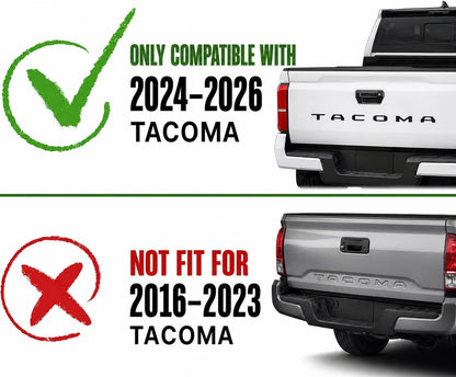 Black Tailgate Lettering Insert for 2024-2026 Toyota Tacoma, Emblem Badge Decal Overlay