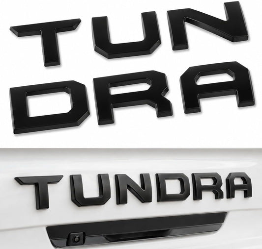 Tailgate Letter Inserts for Tundra 2014–2021 – 3D Raised ABS Emblem Overlay, Easy Peel & Stick Installation, Exterior Tailgate Decals (Black)