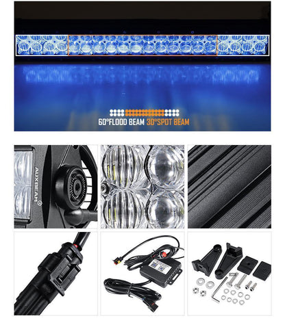 Light Bar for SUV ATV UTV Trucks Pickup Boat 22"/32"/42" V-Series RGB Straight/Curved 5D lens Combo Beam Double Row LED