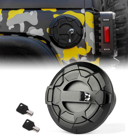Bedrock Series Gas Cap Fuel Door Cover – Fits 2007–2018 Jeep Wrangler JK