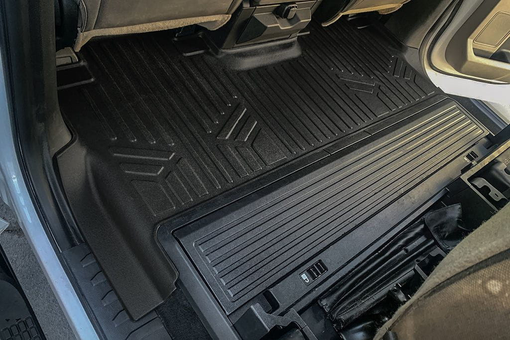 Custom Fit All-Weather Floor Liners for 2017–2025 Ford F-250 / F-350 SuperCrew Cab with Vinyl Flooring, 1st Row Bench Seat, No Over-The-Hump Coverage & Rear Underseat Storage