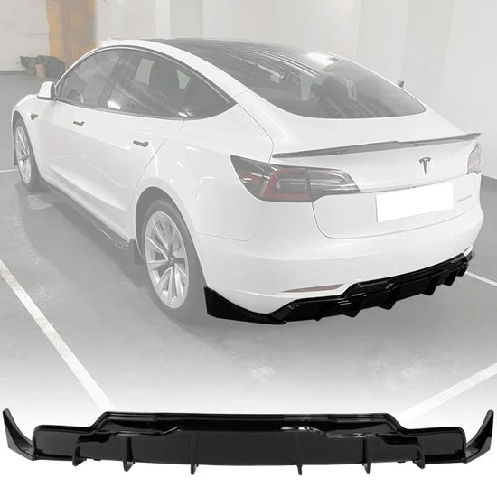 Rear Diffuser with Aprons for Tesla Model 3 2017-2025 IKON Style 3PC