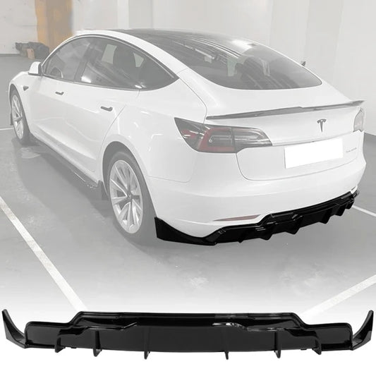 Rear Diffuser with Aprons for Tesla Model 3 2017-2025 IKON Style 3PC