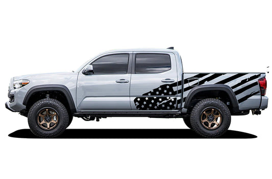 Big USA Flag Bed Vinyl Decal Compatible with Toyota Tacoma Double Cab