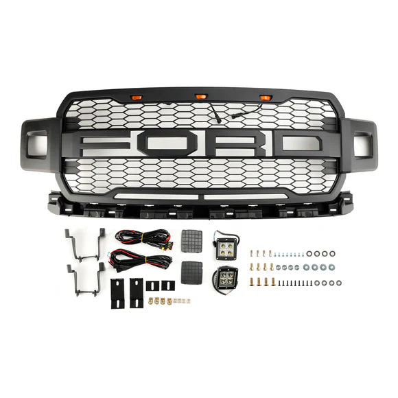 Ford F-150 2018–2020 Raptor Style Black Front Grille with LED Lights