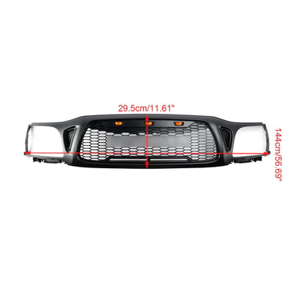 2001-2004 Toyota Tacoma Honeycomb Front Bumper Grill Replacement Black Grille W/ Letter & LED