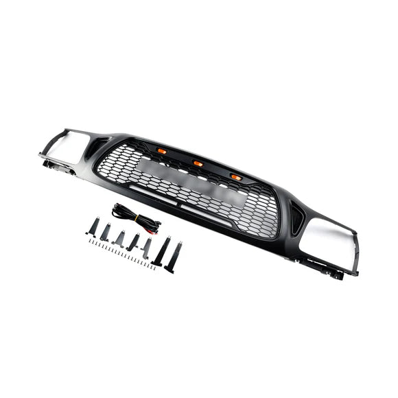 2001-2004 Toyota Tacoma Honeycomb Front Bumper Grill Replacement Black Grille W/ Letter & LED