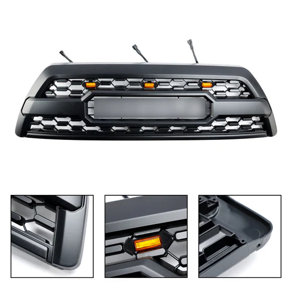 Aftermarket TRD Pro Style Black Front Grille w/ LED for Toyota 4Runner 2006–2009